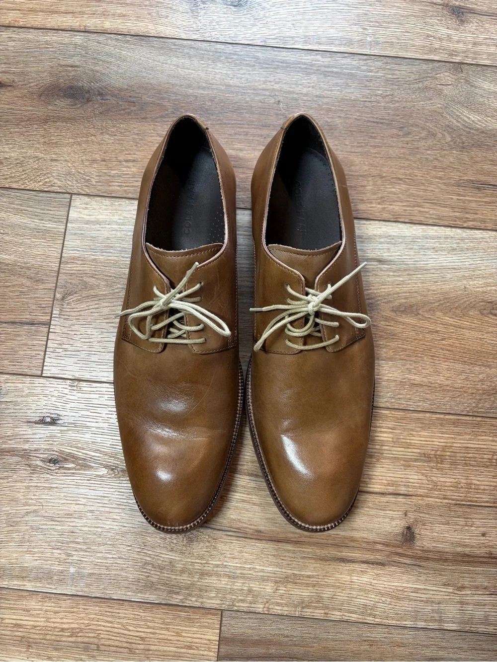 Cole Haan Men's Williams Plain Toe British Tan Leather Oxford Dress Shoes